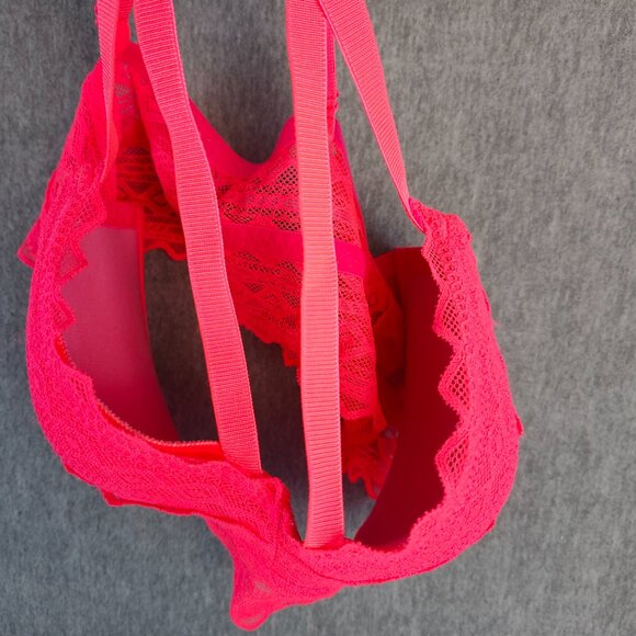 VS PINK Women M Lace Bralette Bright Pink - Picture 10 of 13